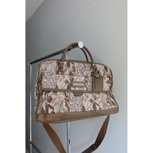 Vintage Jordache Floral Tapestry Carry On Duffel Weekender Travel Bag